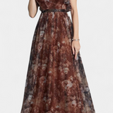 Mariana Vestido Largo Aireado de Chifón con Estampado Floral