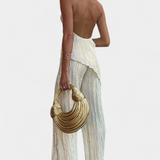 Pilarica Conjunto Elegante Plisado de Top Asimétrico y Pantalón Fluido