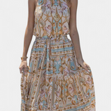 Teófila Vestido Largo con Estampado de Tesoros del Océano