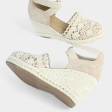 Nadie Espadrilles de Cuña con Encaje Artesanal para Mujer