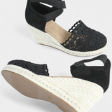 Nadie Espadrilles de Cuña con Encaje Artesanal para Mujer
