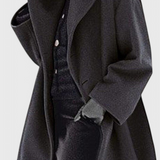 Abrigo Oversized de Mezcla de Lana Harper con Solapa Ancha