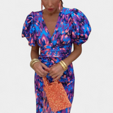 Wibia Vestido Estampado con Mangas Volumen y Fruncido