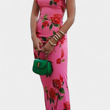 Mayra Vestido Qipao con Estampado de Rosas Elegante