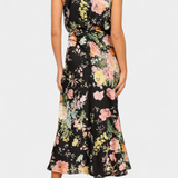 Lisa Vestido Maxi Floral con Cuello Halter y Cintura Elástica