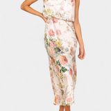 Lisa Vestido Maxi Floral con Cuello Halter y Cintura Elástica