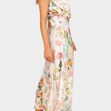 Lisa Vestido Maxi Floral con Cuello Halter y Cintura Elástica
